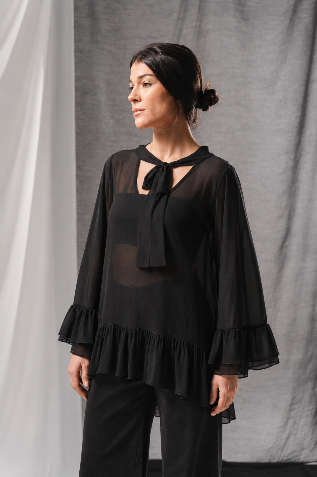blusa tul negra agustinas nostalgia noche