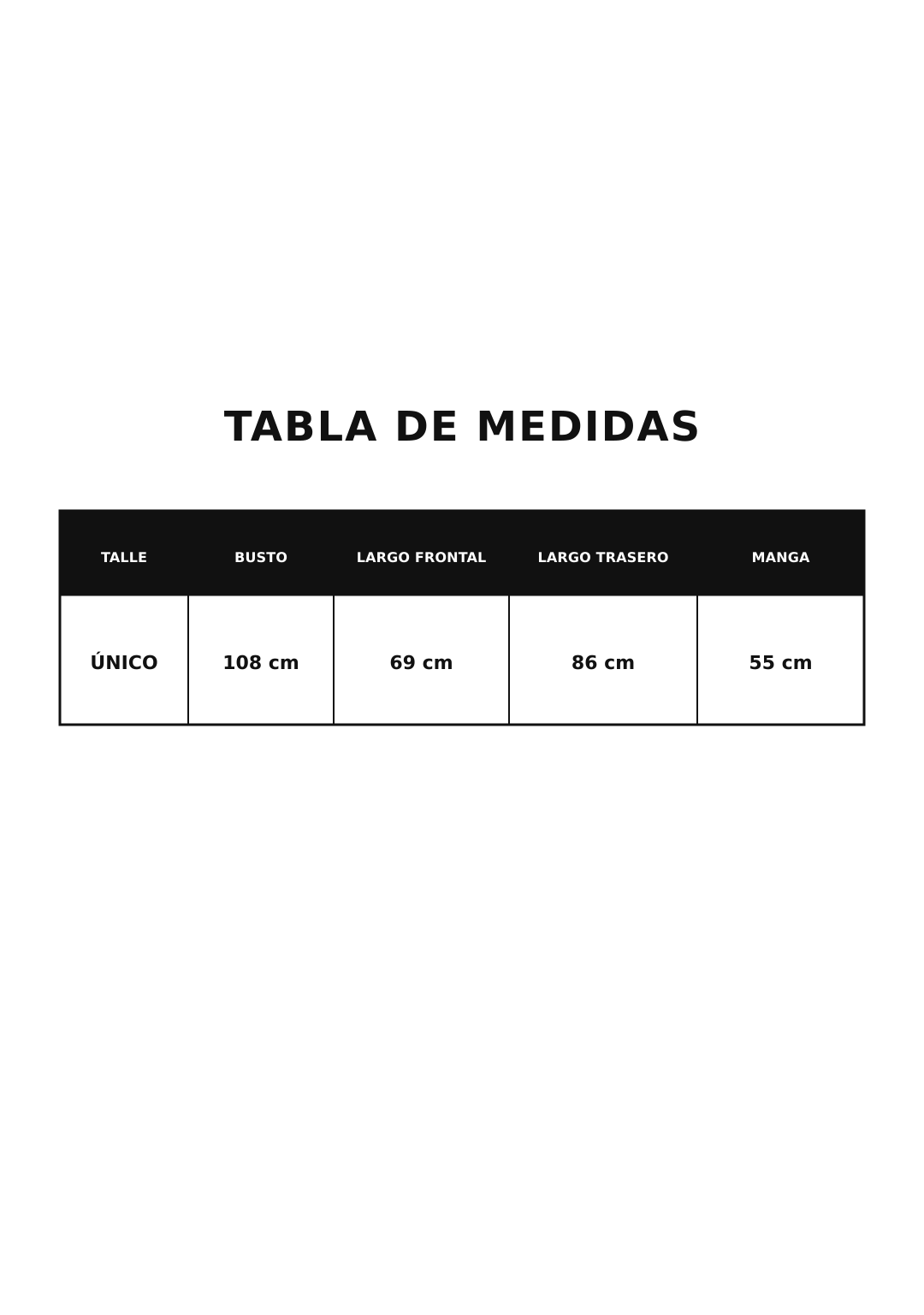 tabla medidas blusa volados